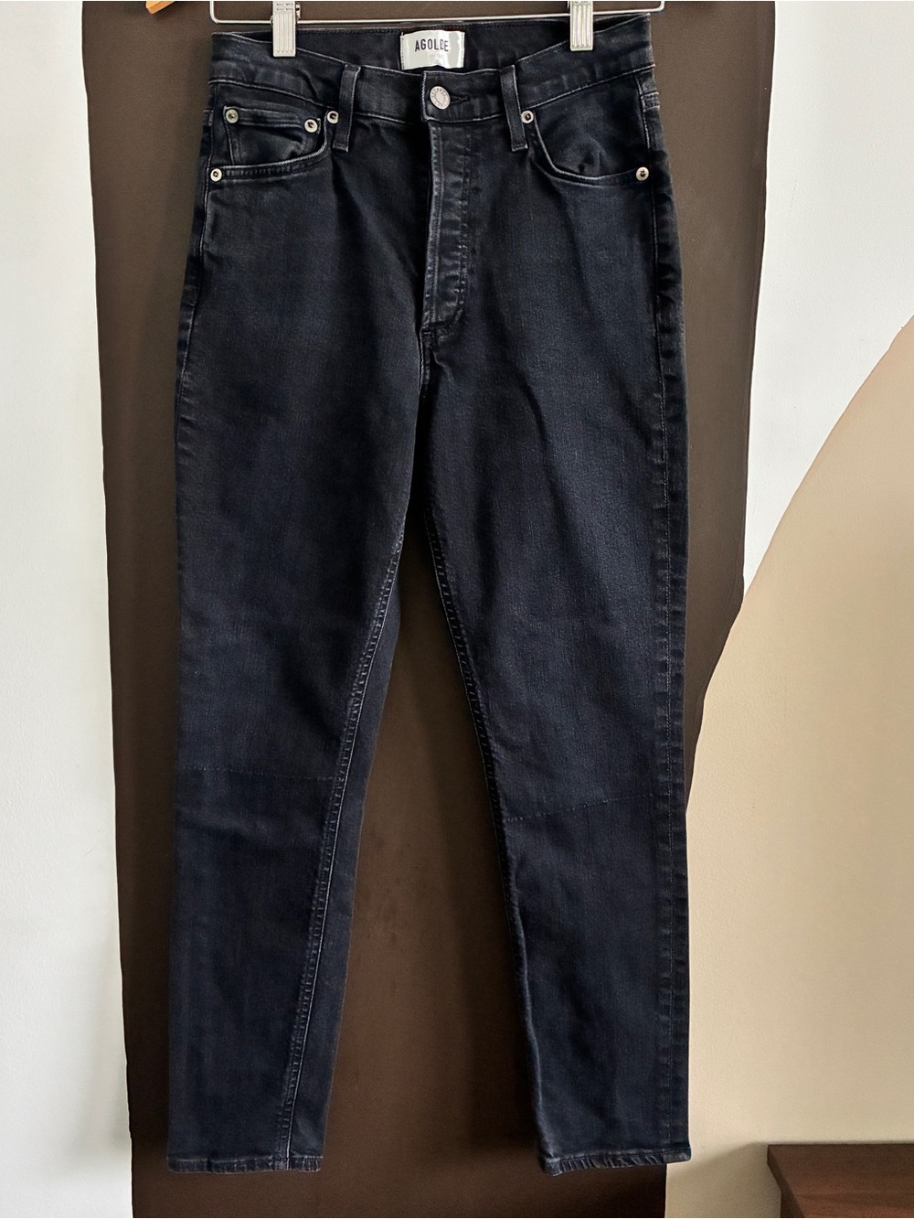 AGOLDE Black High Rise Skinny Jeans Button Fly Size 26